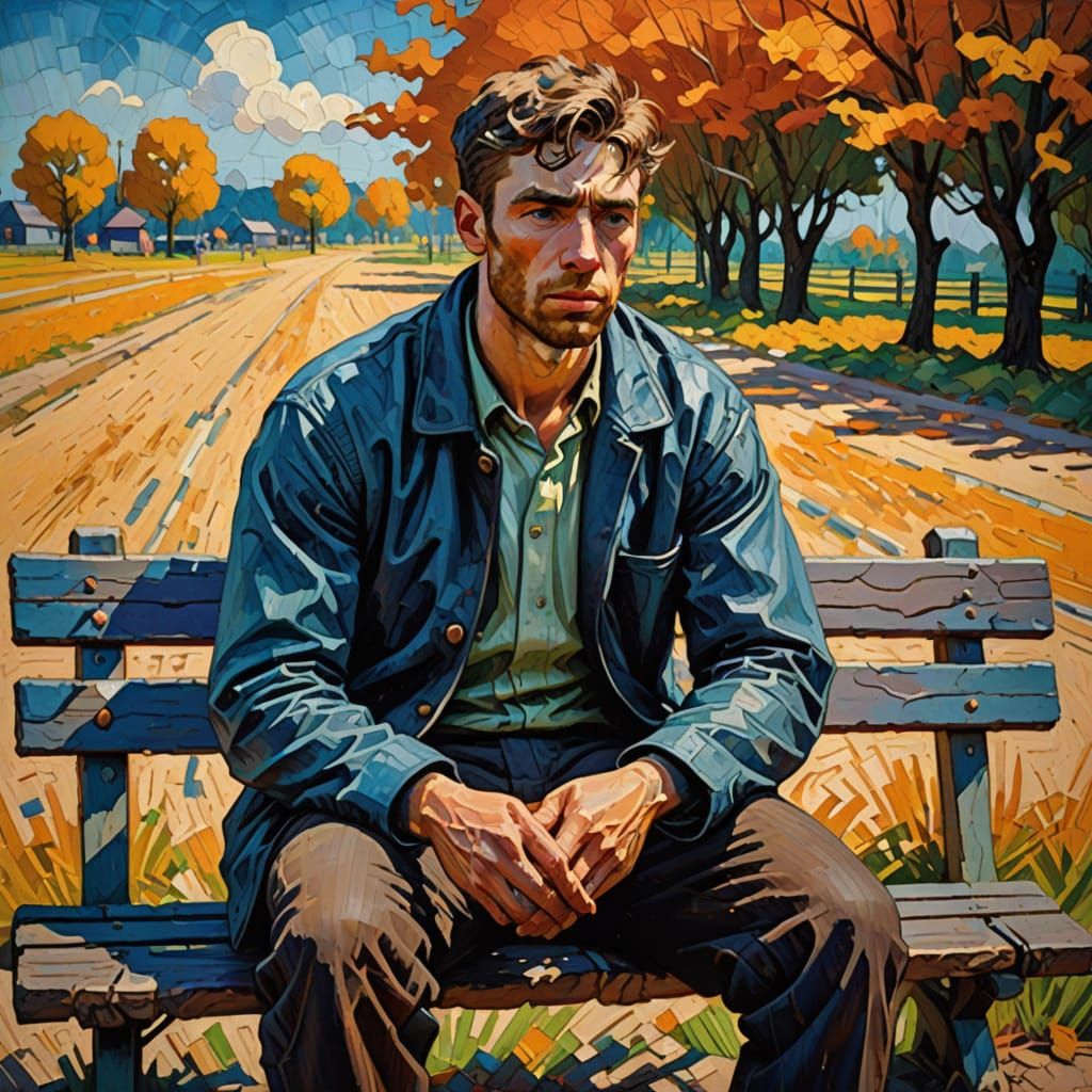 Expressive Young Man in Vibrant Oil Painting