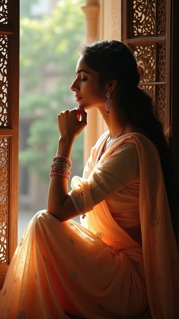 Ethereal Indian Beauty in Warm Sunlight