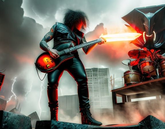 Surrealistic Heavy Metal Concert in Dark Fantasy Style