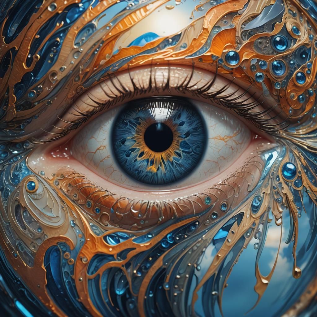 Ocean Reflection in Blue Eye: Surreal Concept Art