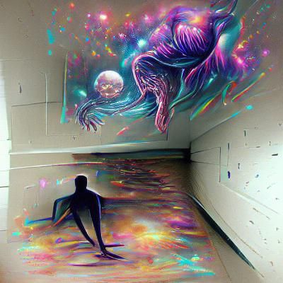 Hallway Horror: Man with Distorted Limbs