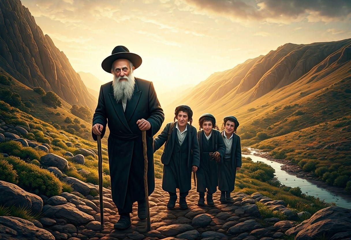 Ultra-Orthodox Grandfather and Grandsons Climb Mountain