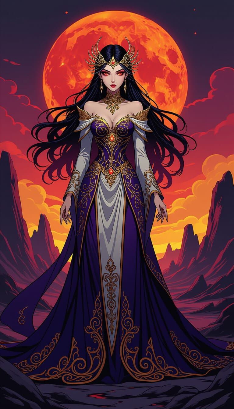 Dark Fantasy Goddess in Anime Style