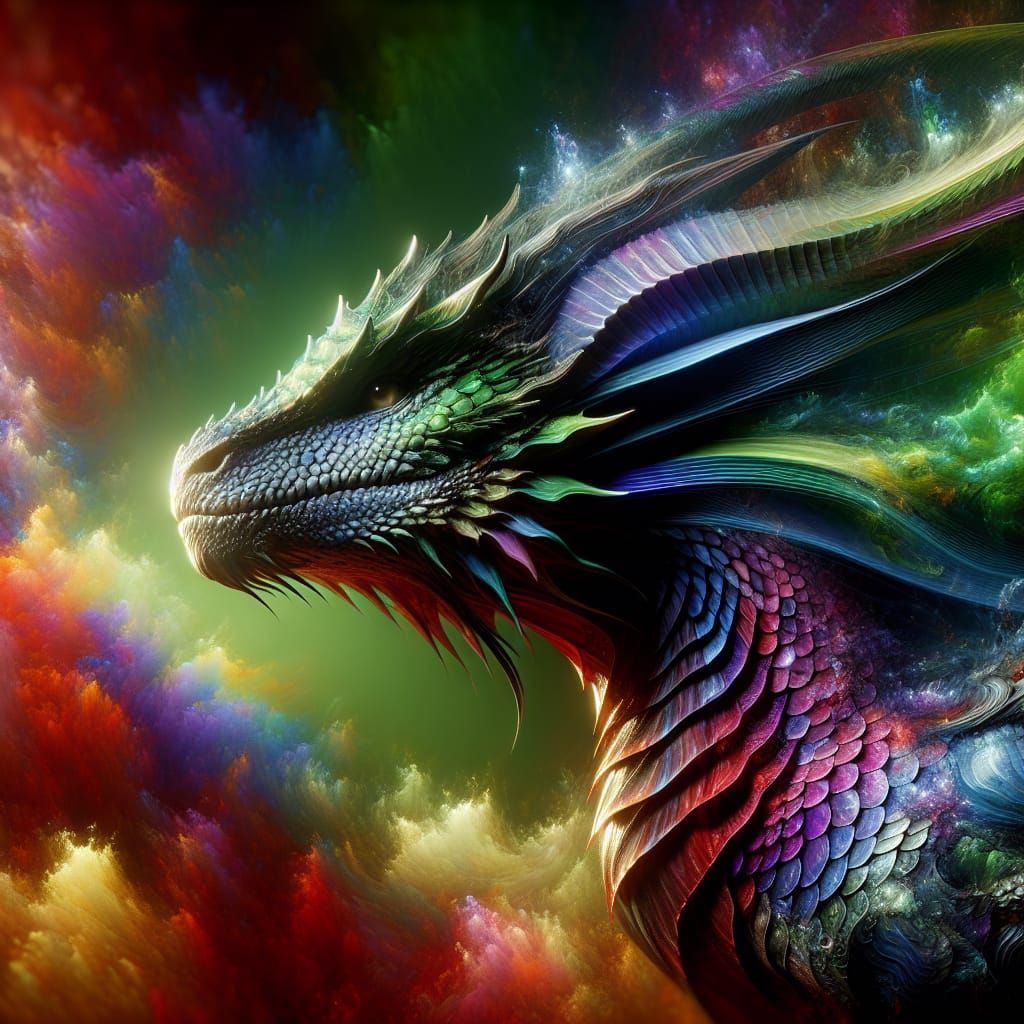 Colorful Dragon in Fantasy Style Digital Painting