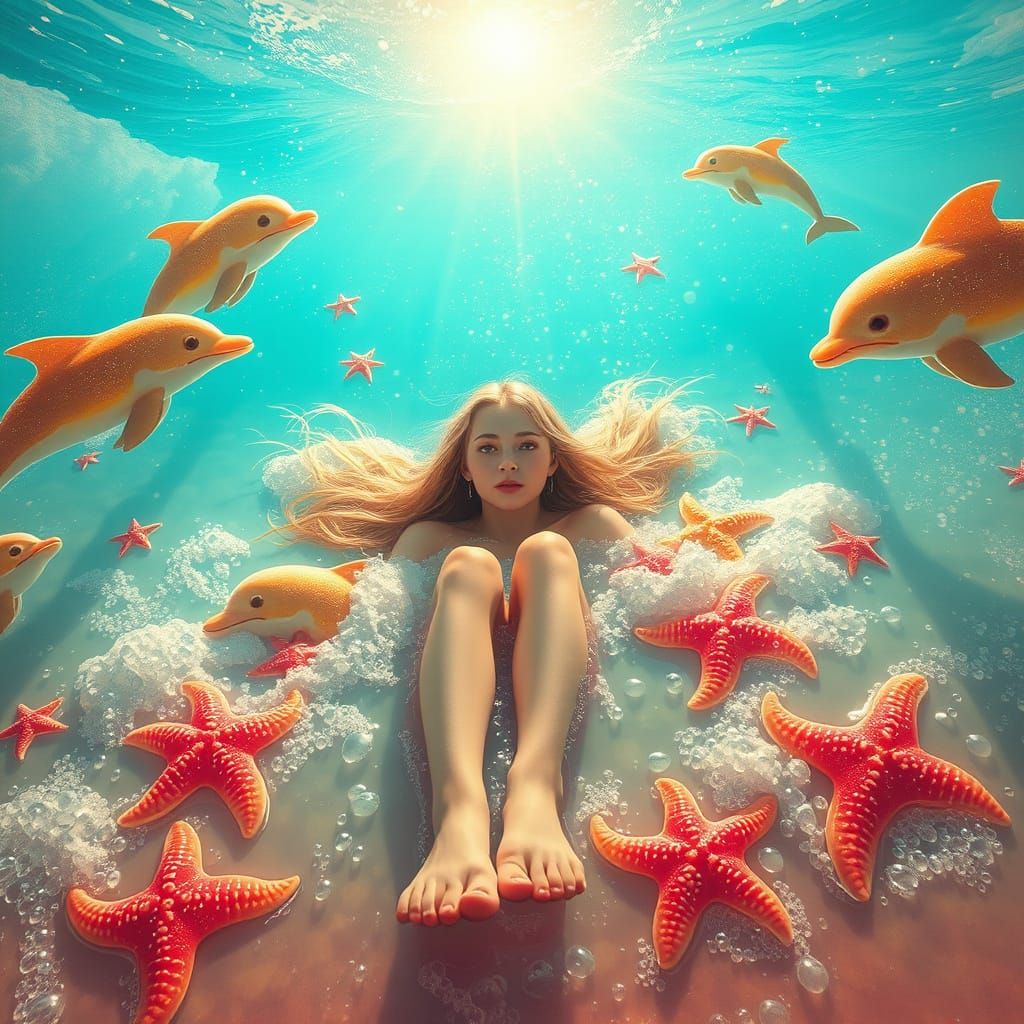 Dreamlike Soda Sea with Candy Creatures