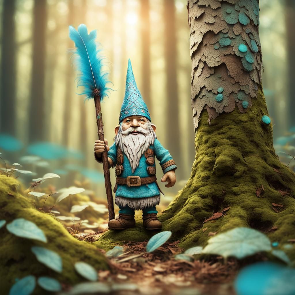Native American Gnome in Whimsical Forest Art