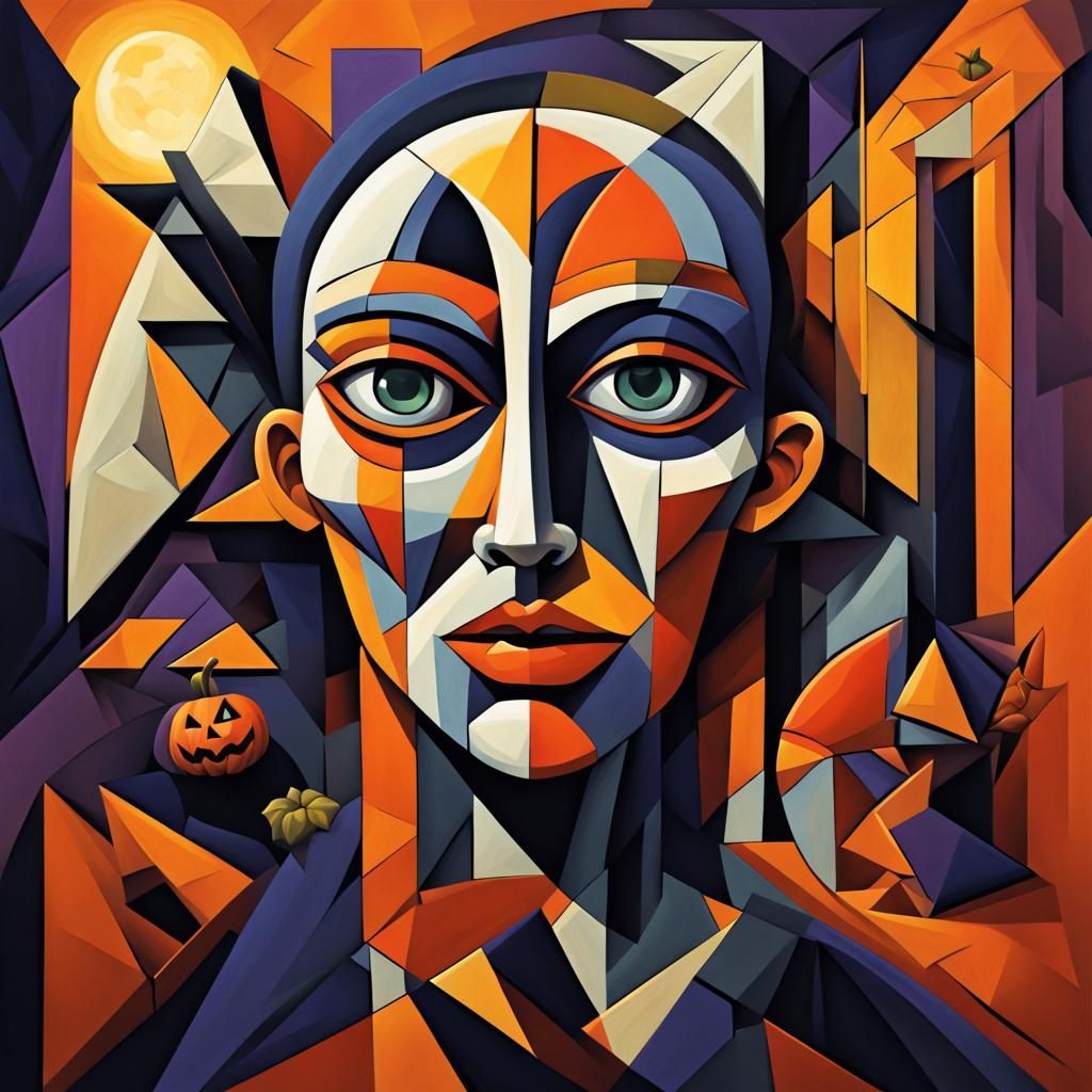Halloween in Cubist Art Deco Style