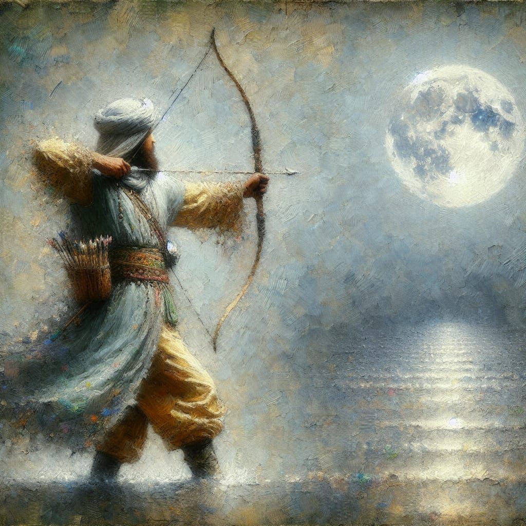 Romantic Archer Under the Full Moon