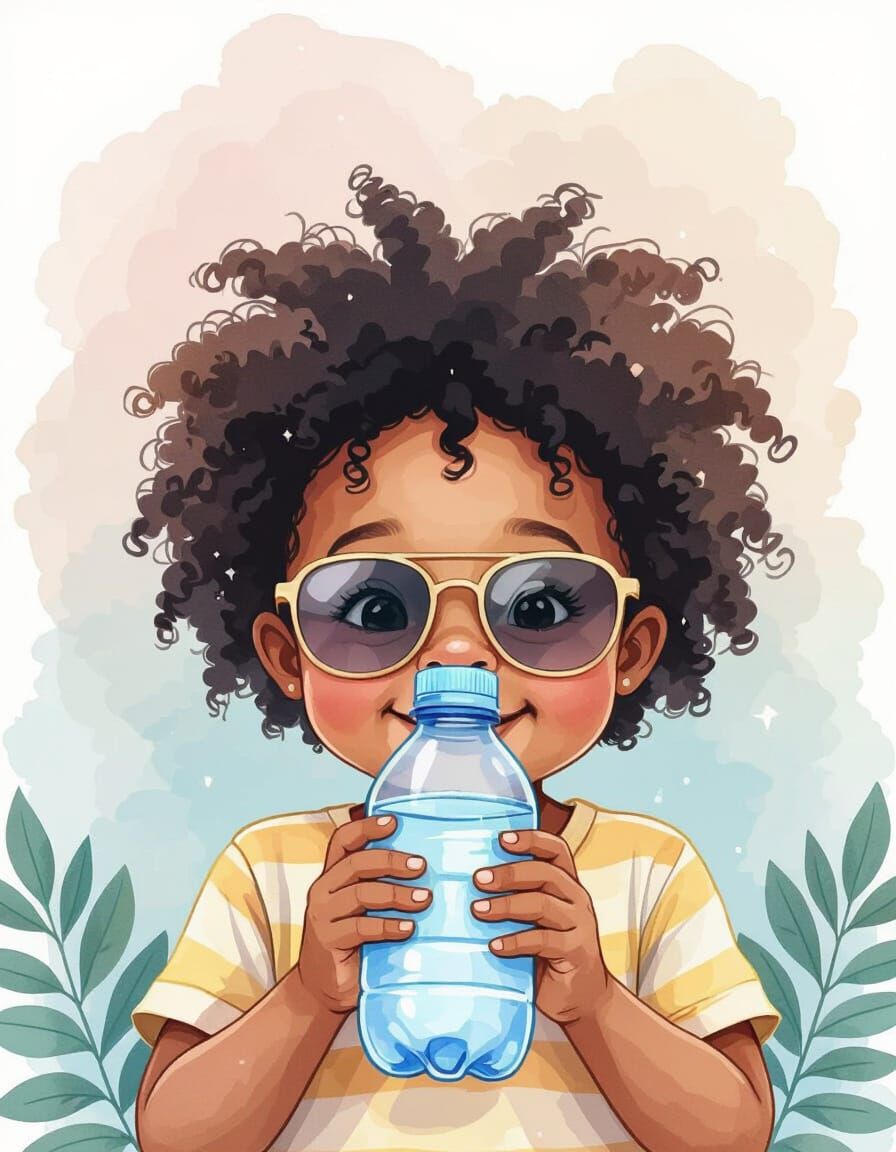 Cute Pastel Illustration of African American Kid