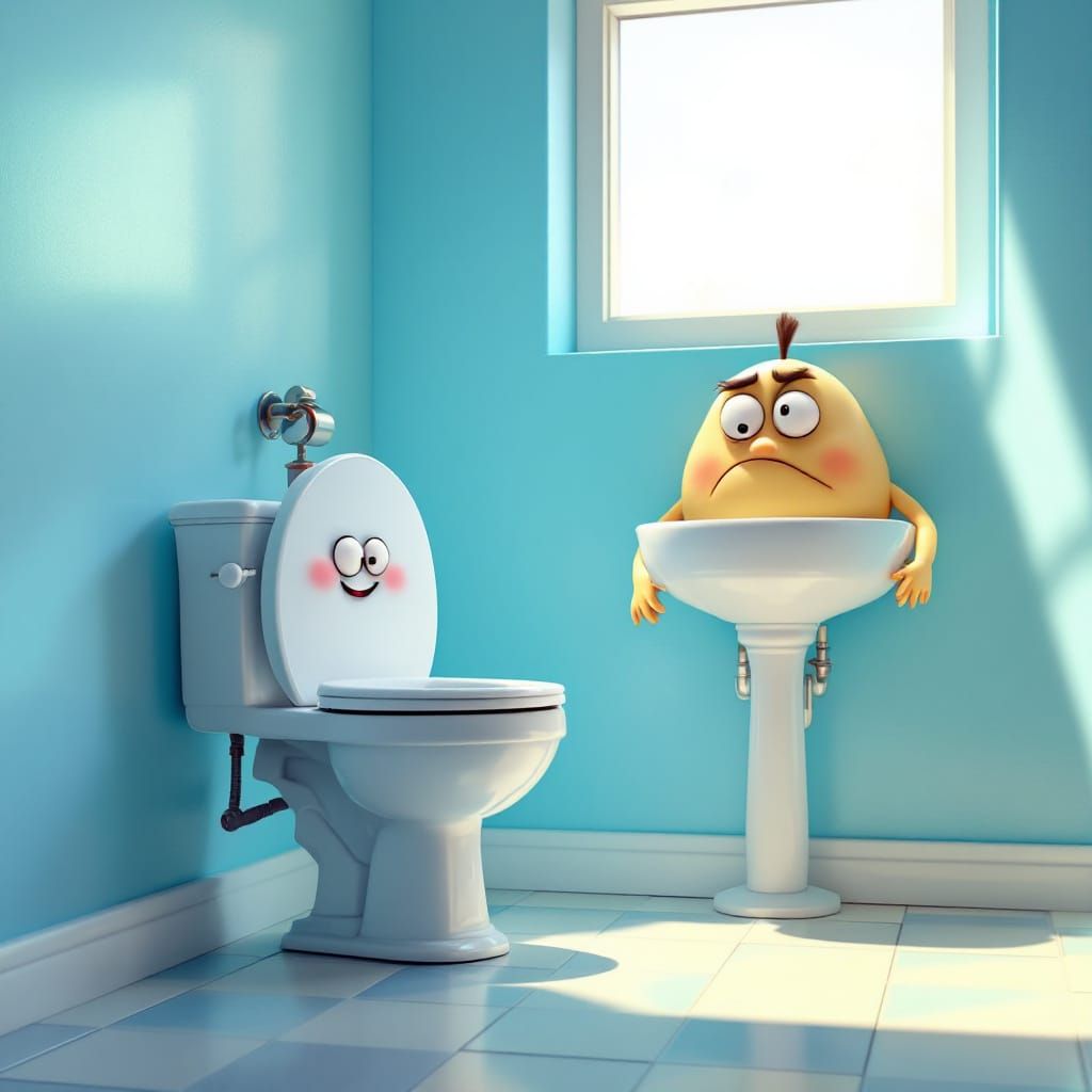 Anthropomorphic Bathroom Fixtures as a Dysfunctional Family