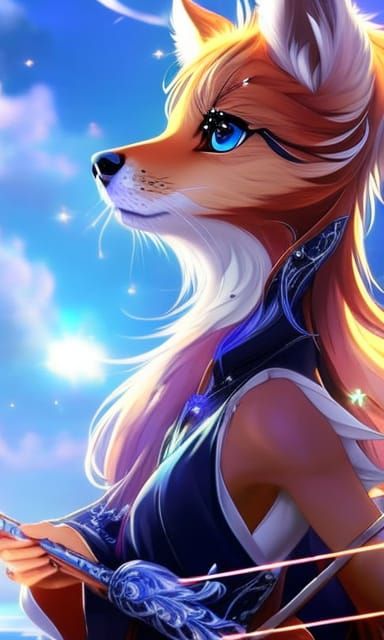 Enchanted Fox Flute Player in Astral Meadow