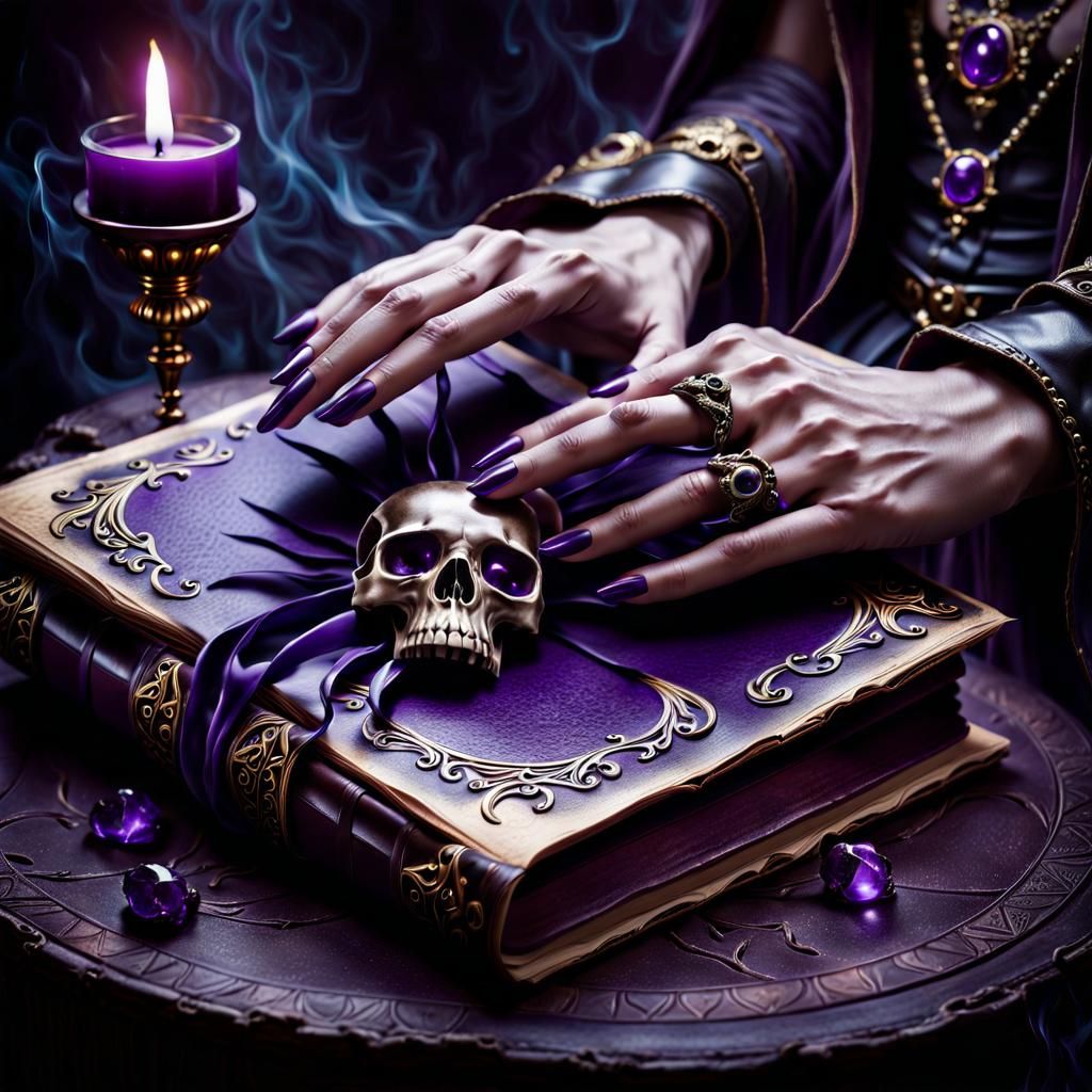 Mystical Gothic Spellbook with Glowing Eyes