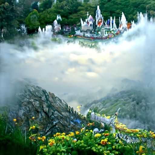Dragon on Mountain in Ethereal Fantasy Style