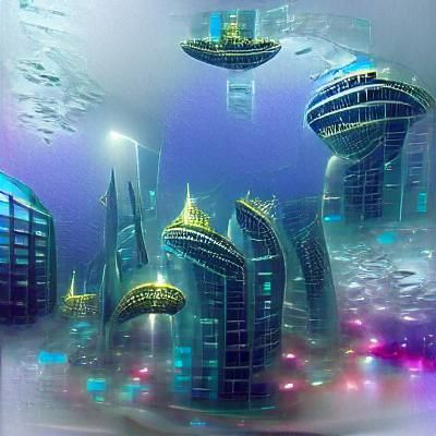 Futuristic Underwater City Concept Art
