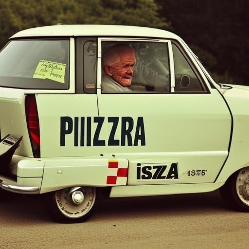 Elderly Man Drives Cliché Pizza Delivery Car