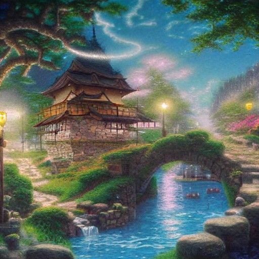 Megumin in Onsen Bath: Ethereal Fantasy Art