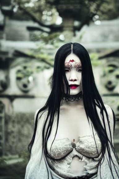 Ethereal Goddess of Asian Horror, Photorealistic Detail