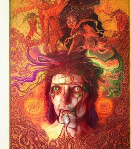 Ethereal Spirits in Opium Haze: Hyperrealistic Portrait