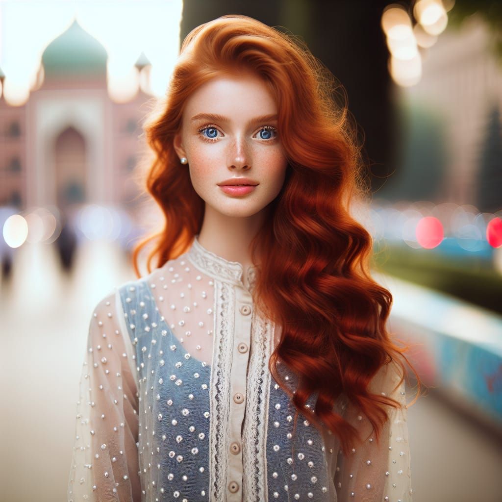 Red-Haired Maiden Portrait with Bokeh