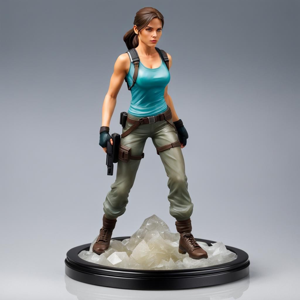 Translucent Glass Lara Croft Statuette