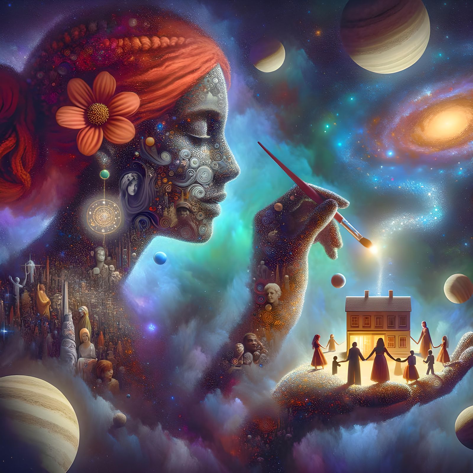 Colossal Cosmic Woman Painting the Universe