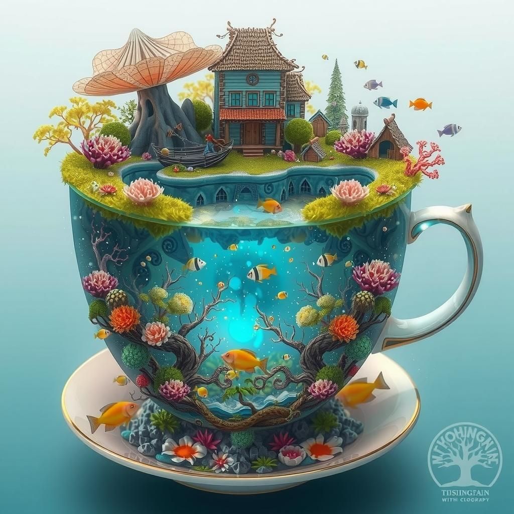 Underwater Fantasy World in Teacup: Macro Photography