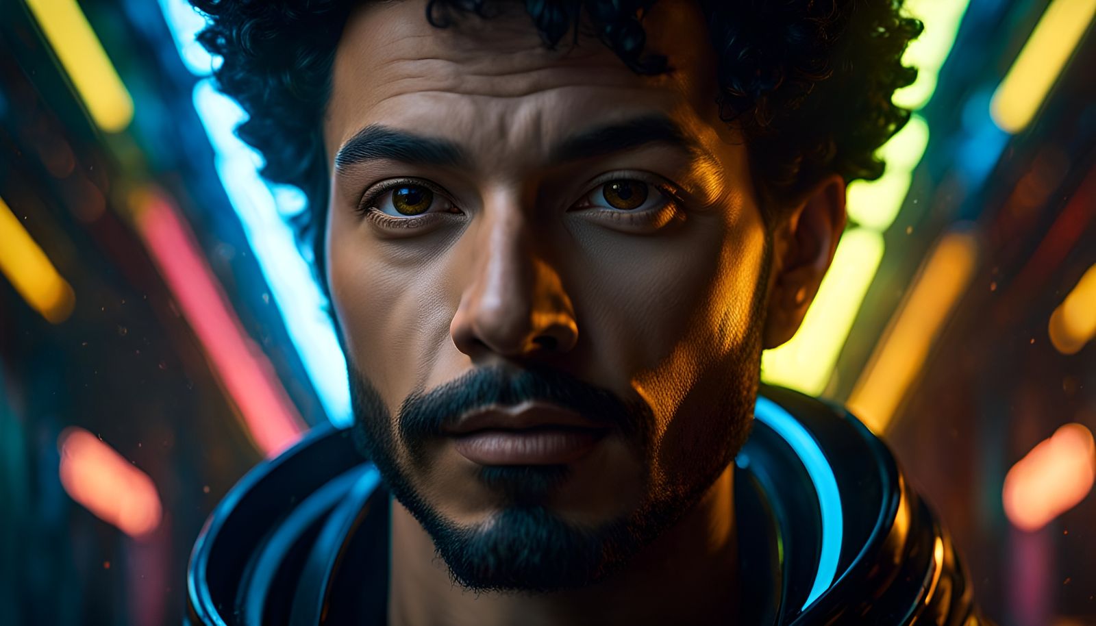 Hyperrealistic Portrait in Cyberpunk Rembrandt Style