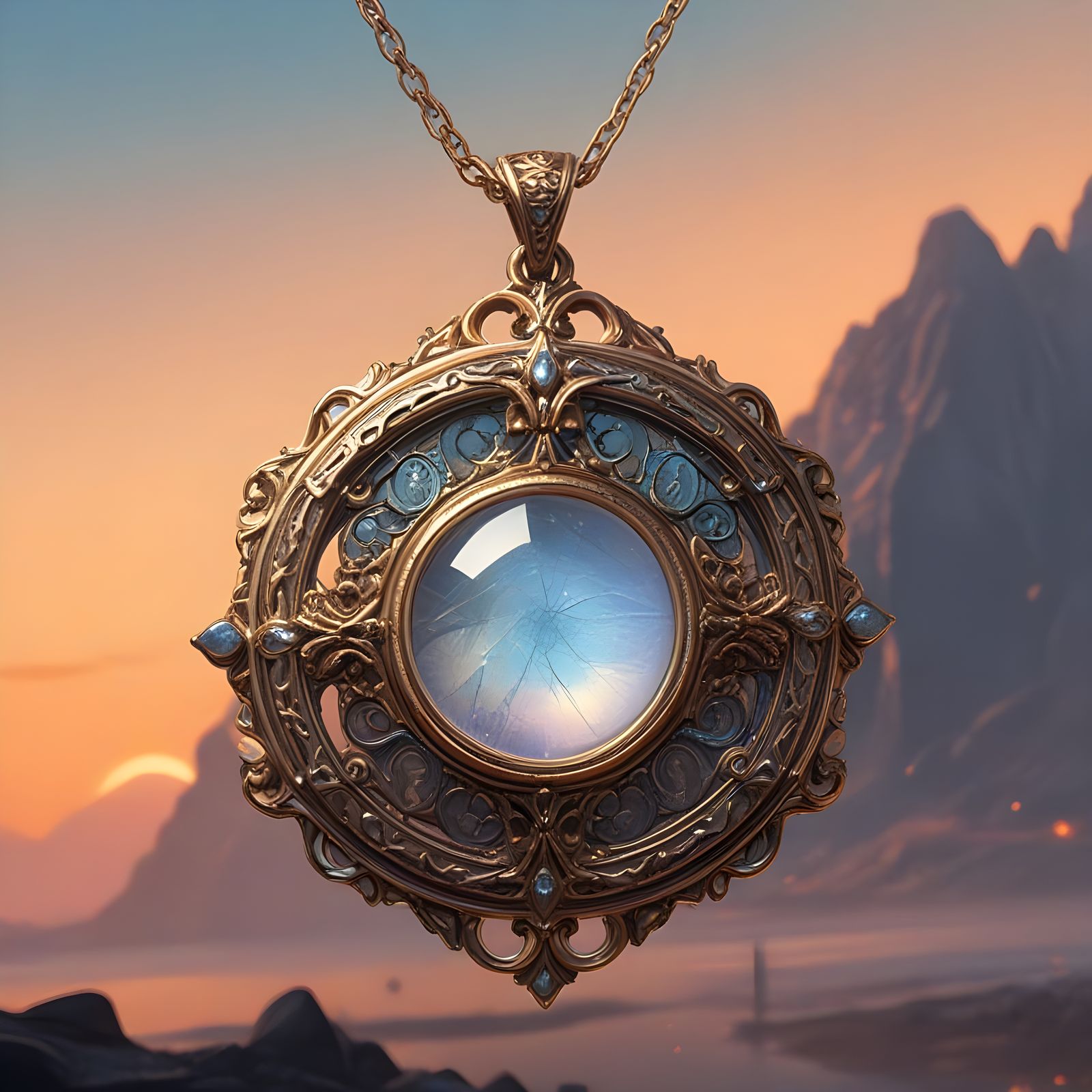 Ethereal Opal Gemstone on Golden Medal in Atmospheric, 4K Ar...