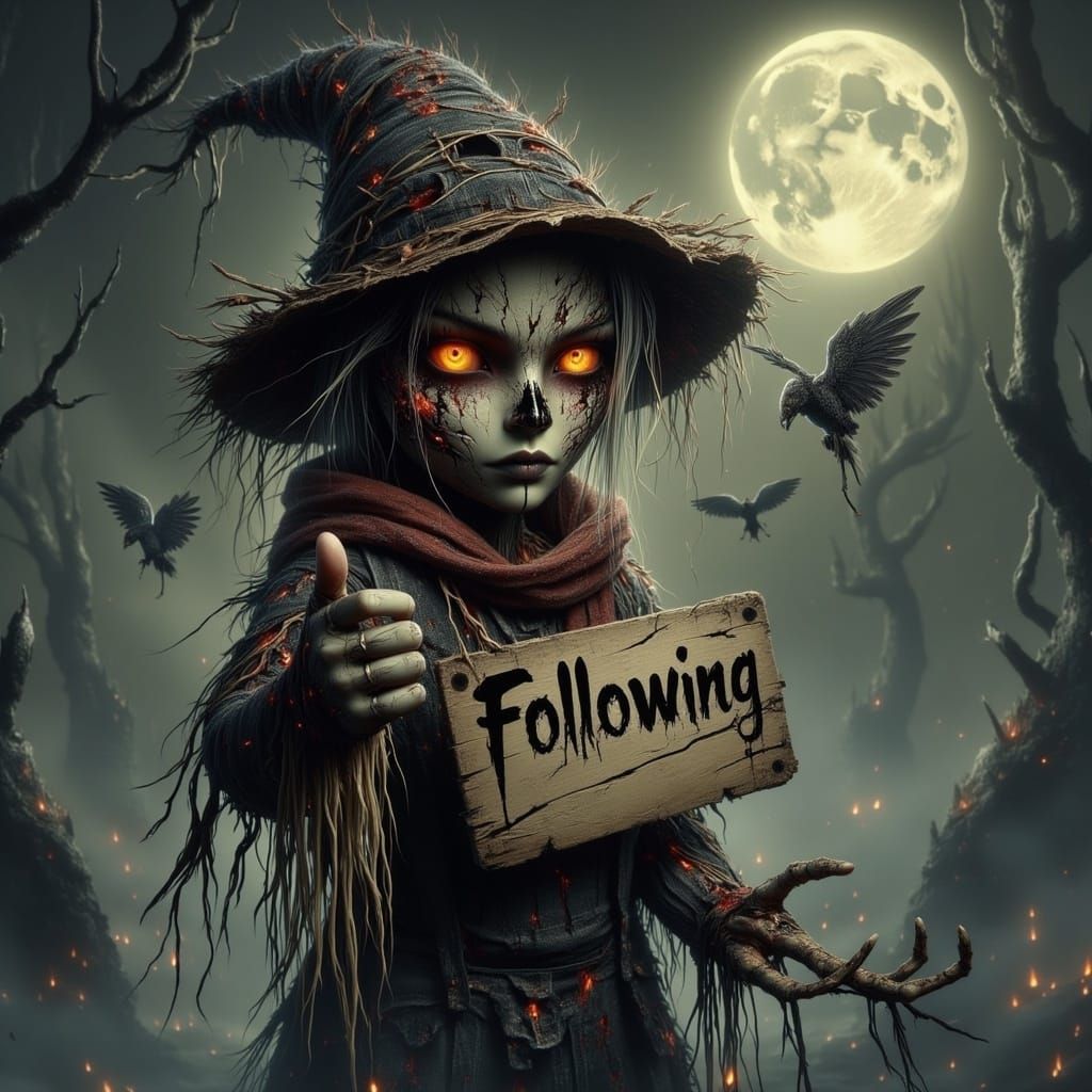 Macabre Scarecrow in Cyberpunk Style