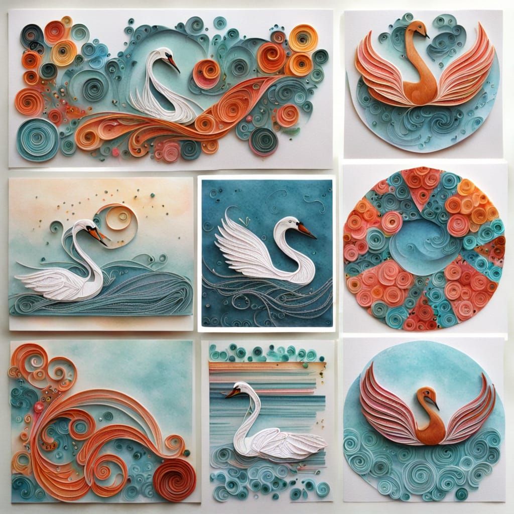 Ethereal Quilling Art of Serene Swans
