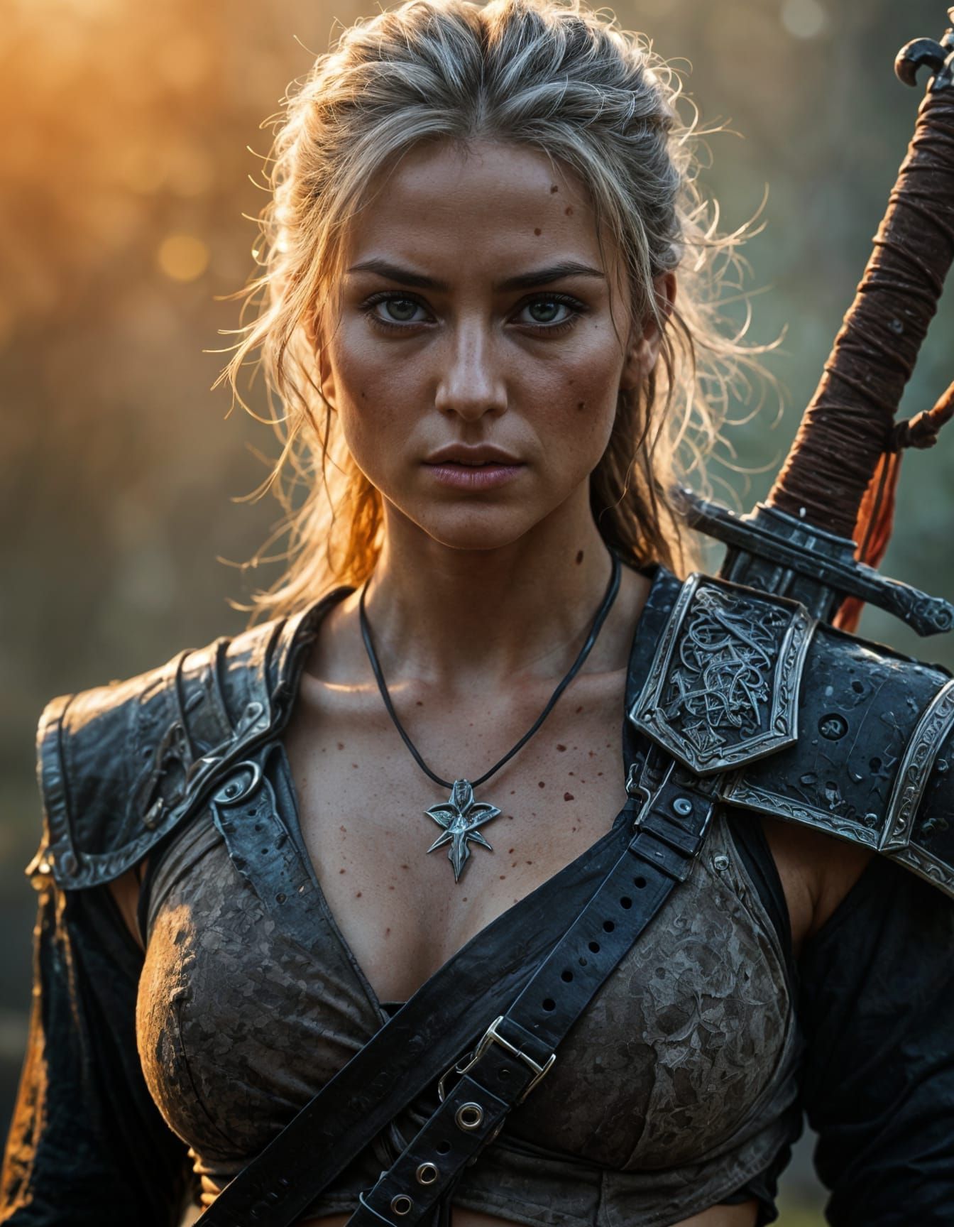 Gorgeous Female Warrior Portrait in Hyperrealistic Style