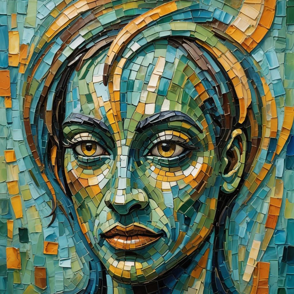 Abstract Cobra Portrait in Cubist Impasto Style