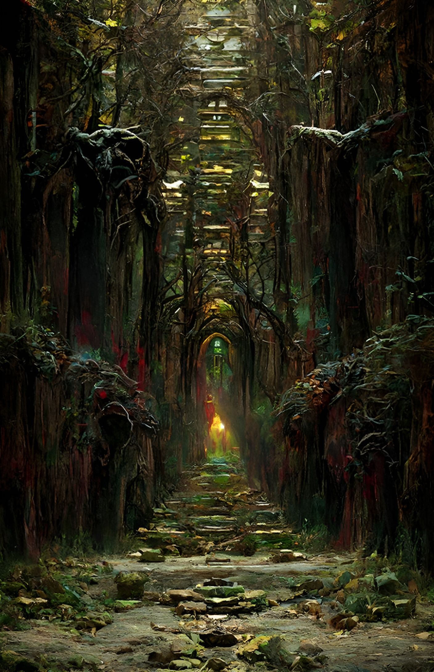 Scary Forest Portal: Digital Art in Ethereal Style