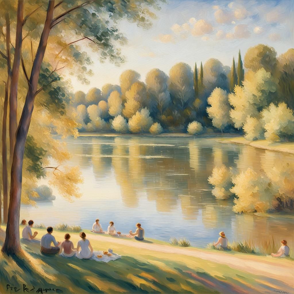 Impressionist Masterpiece of a Lake Scene