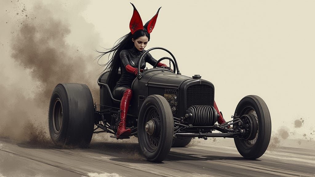 Anime Victorian Goth Midget Queen in High-Speed Action