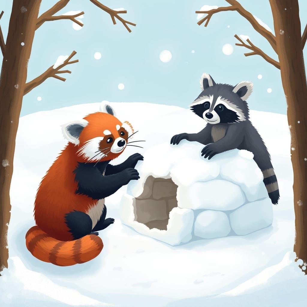 Wild Friends Building a Snow Fort for Fun