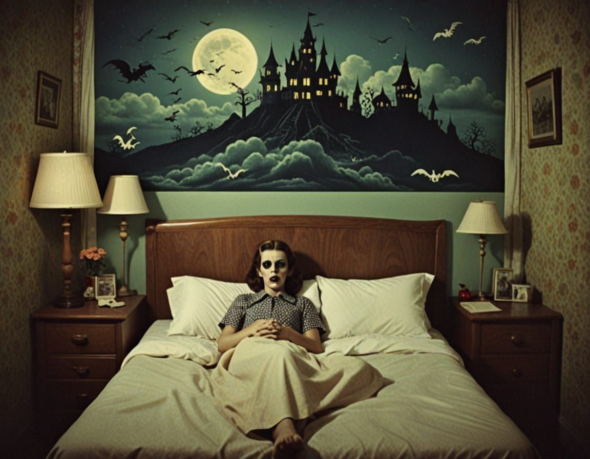 Retro Nightmare Dream Vacation in a Haunting 1950s Setting