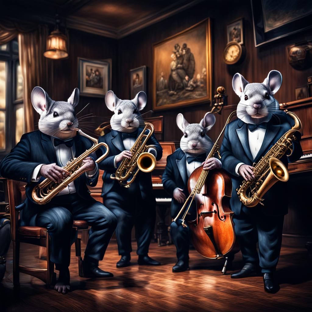 A chinchilla jazz band playing jazz music