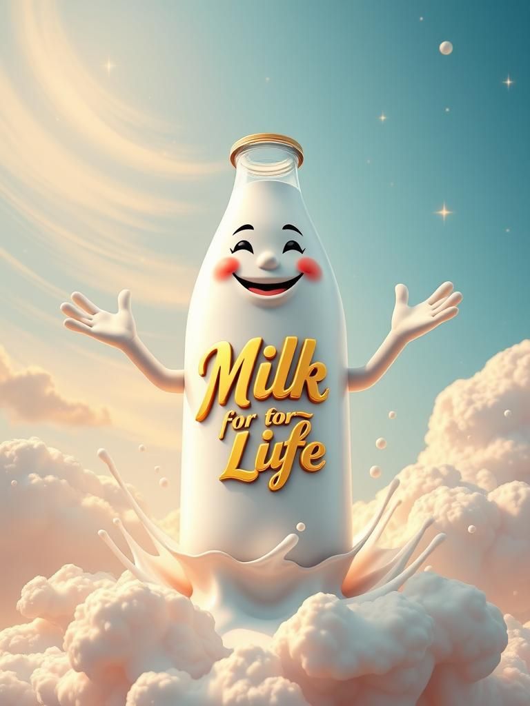 Retro Milk Bottle Character in Sixties Style