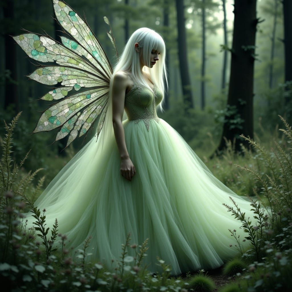 Forest Fairy with Dragonfly Wings in Ethereal Light