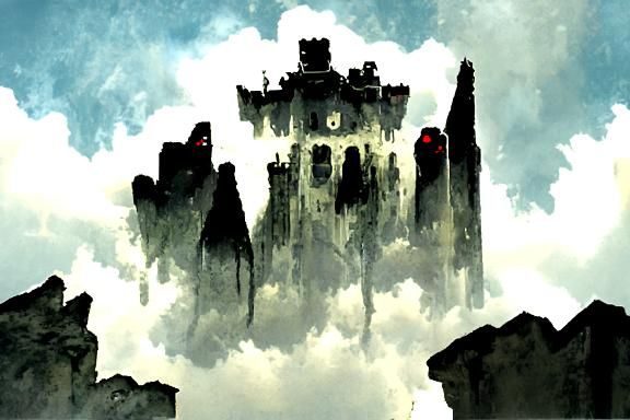 Eldritch Stone Fortress in Dystopian Moonscape