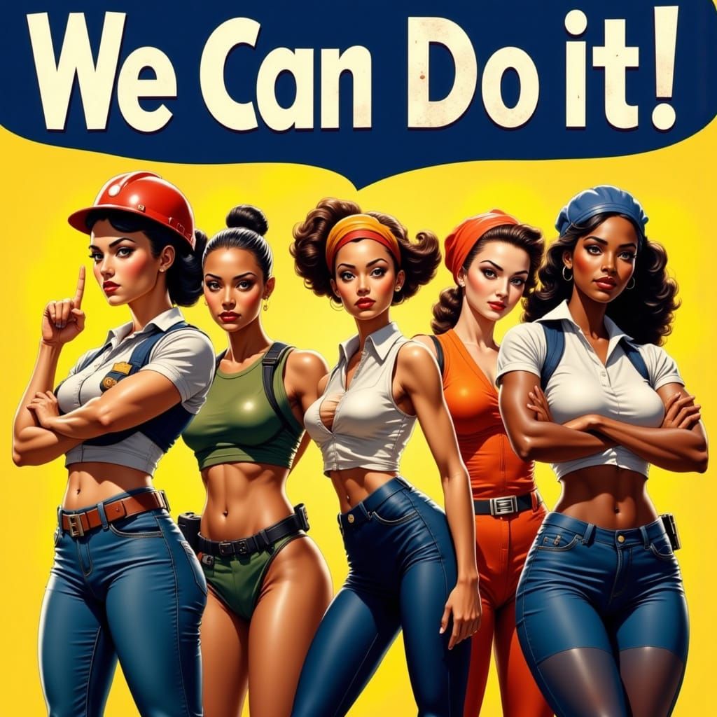 Empowered Women Unite in Vibrant, Stylized Aesthetic