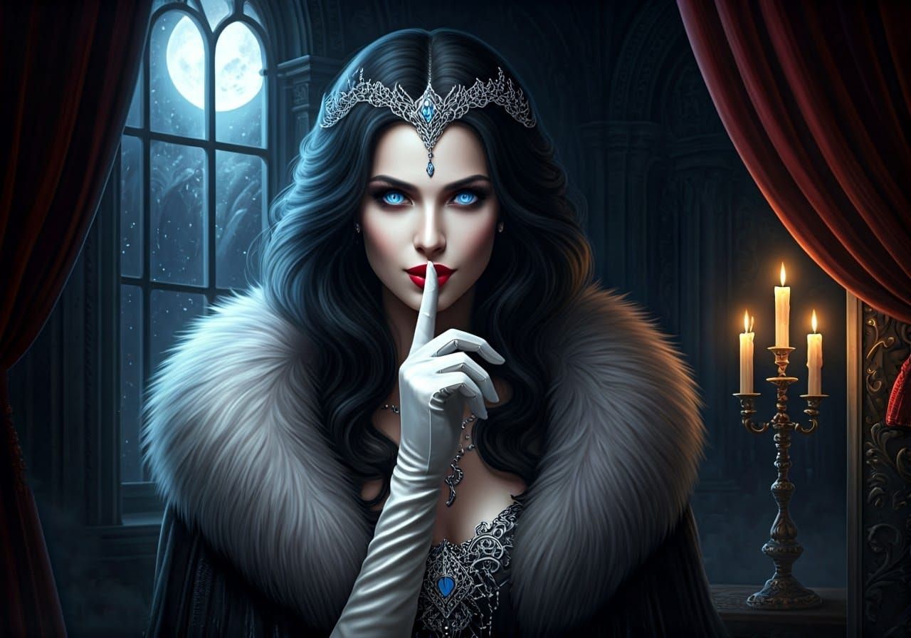 Mystical Woman in Dark Manor: Fantasy Art
