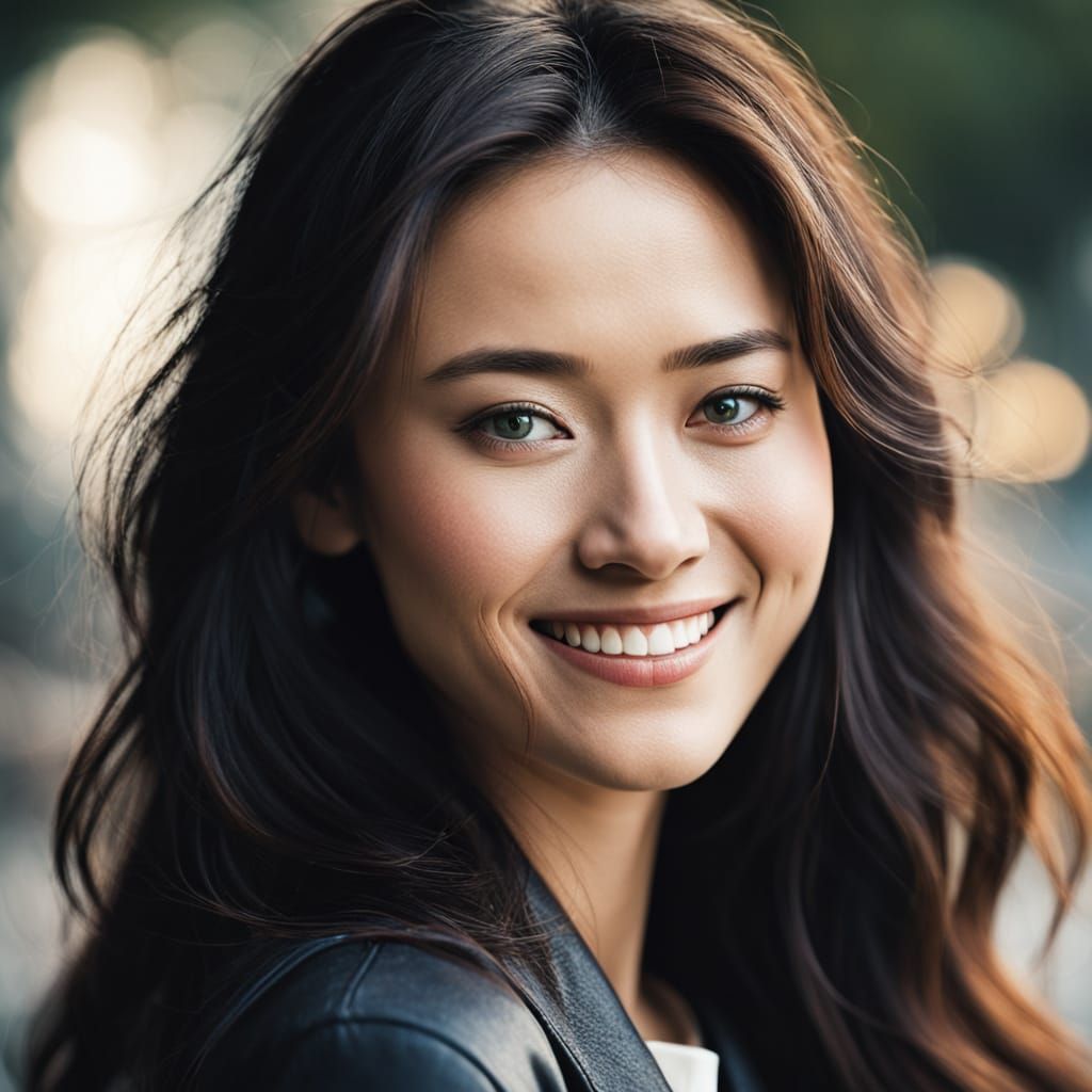 Japanese-Brazilian Woman in Soft Focus Portrait
