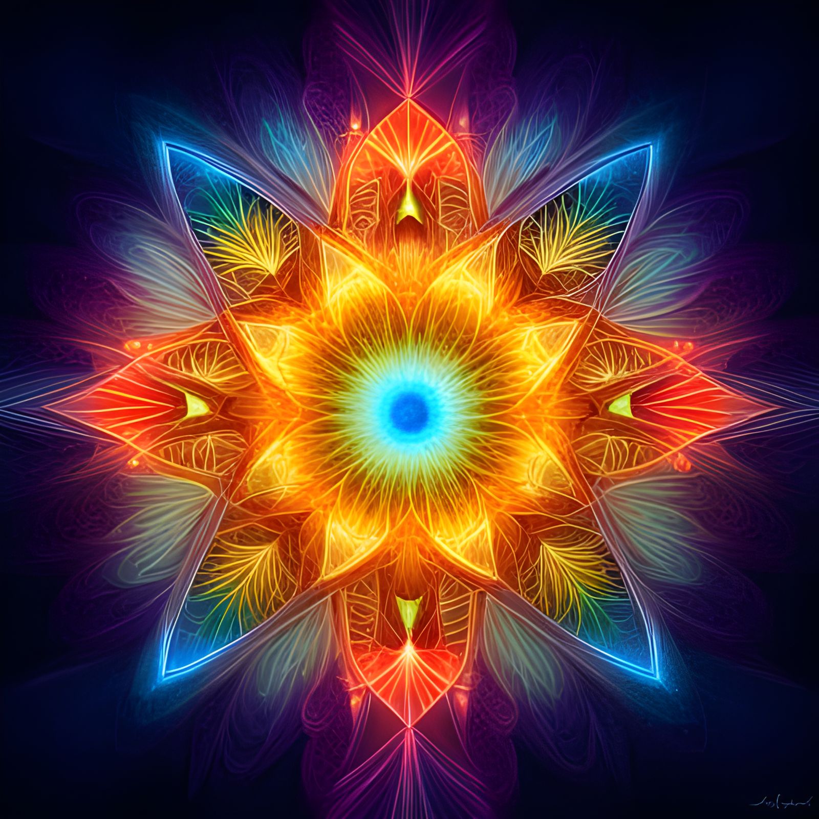 Psytrance Gods in Neon Cosmic Abstract Art