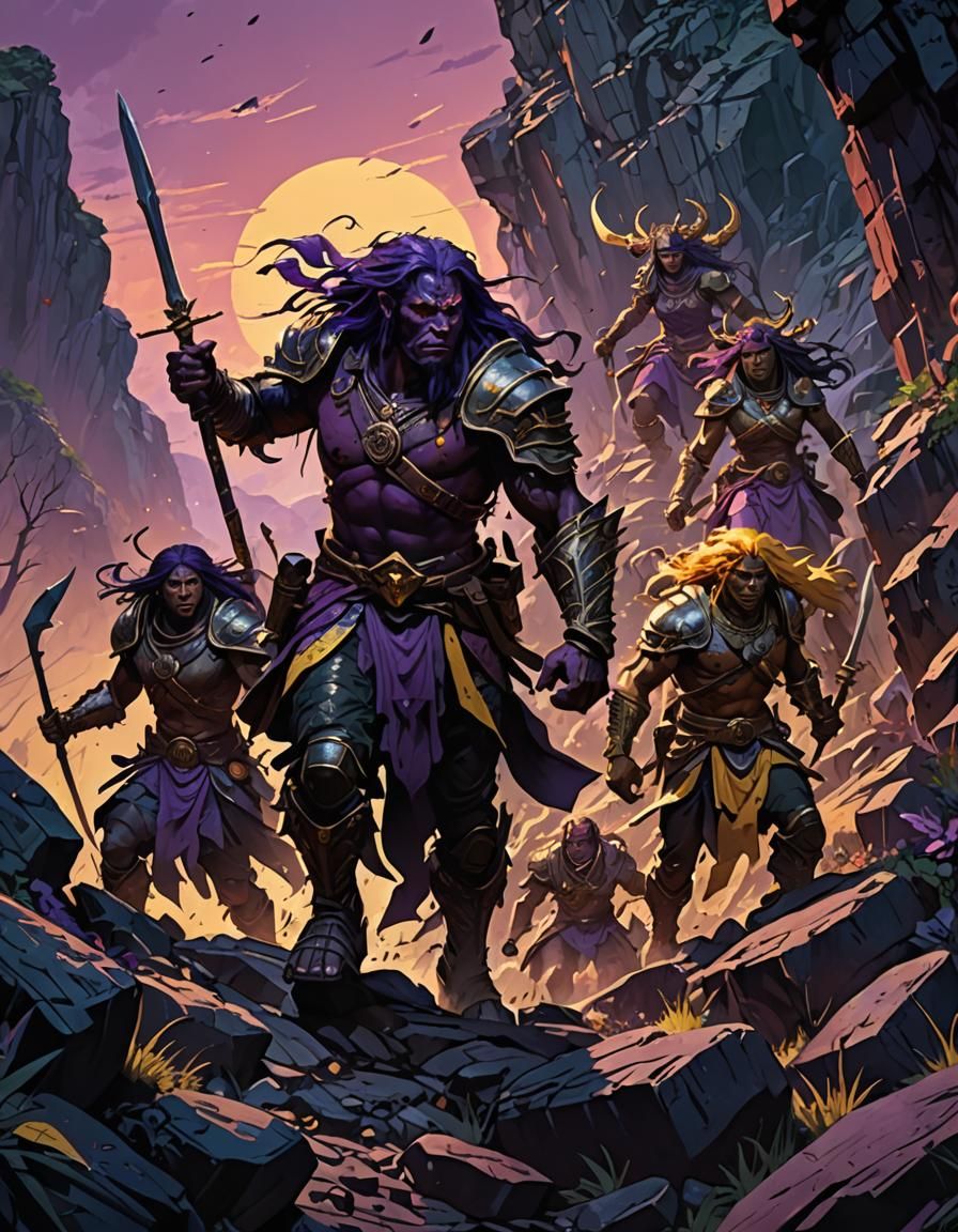 Amazon Warriors Fleeing in Dark Fantasy Style