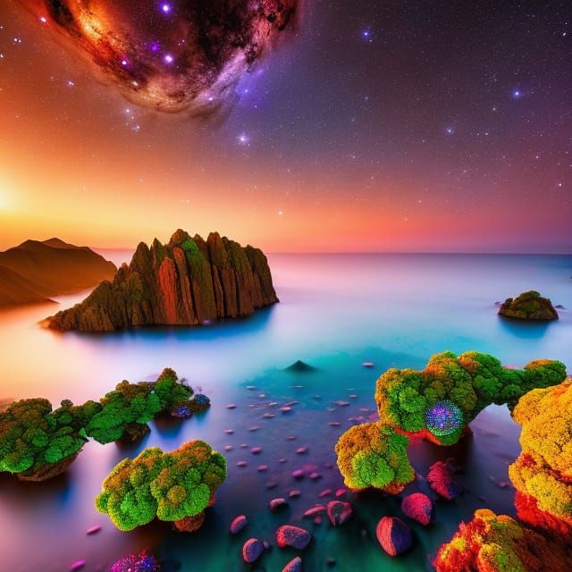 Lush Fantasy Garden Among the Stars in 8K