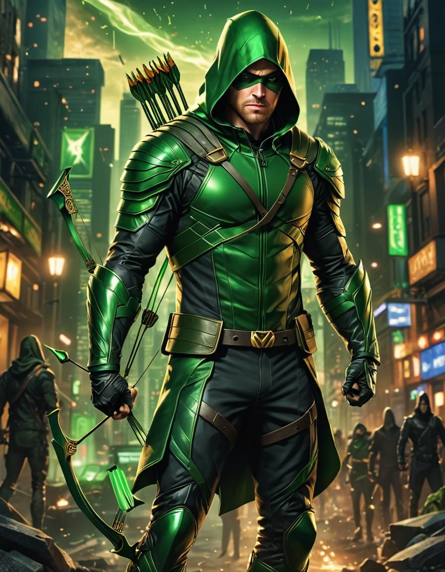 Green Arrow in Heroic Anime Style, 8K Resolution