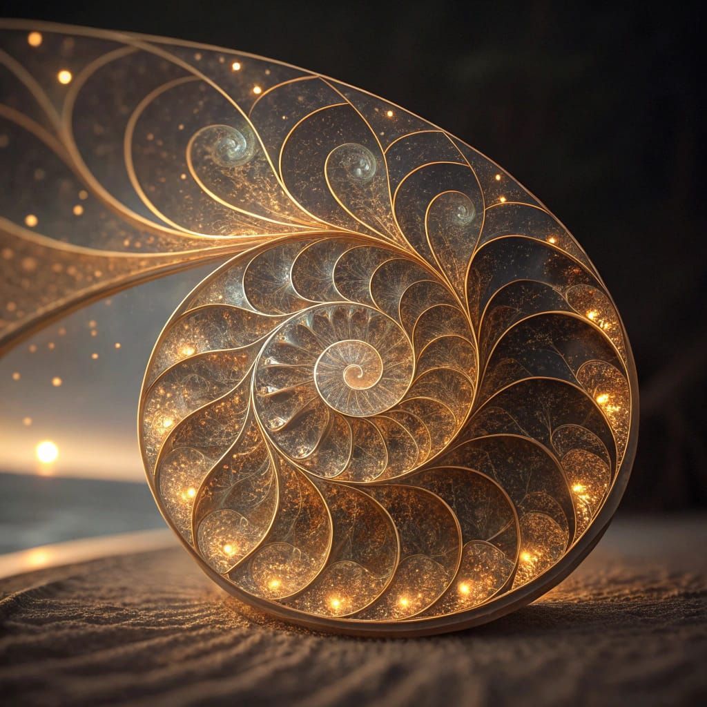 Golden Ratio Swirling with Iridescent Lights