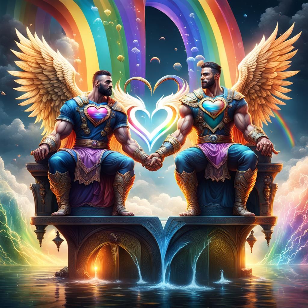 Rainbow Hearts: A Fantasy Art Matte Painting